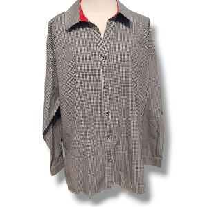 Multiples Black and White Gingham Button Down Shirt